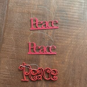 Red Peace Holiday Ornaments Set